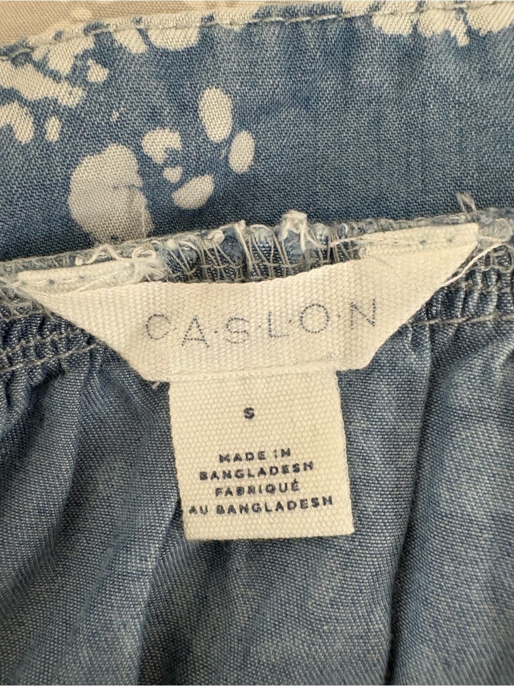 Small Caslon Blue White Floral Square Neck Chambray Top - Picture 9 of 13